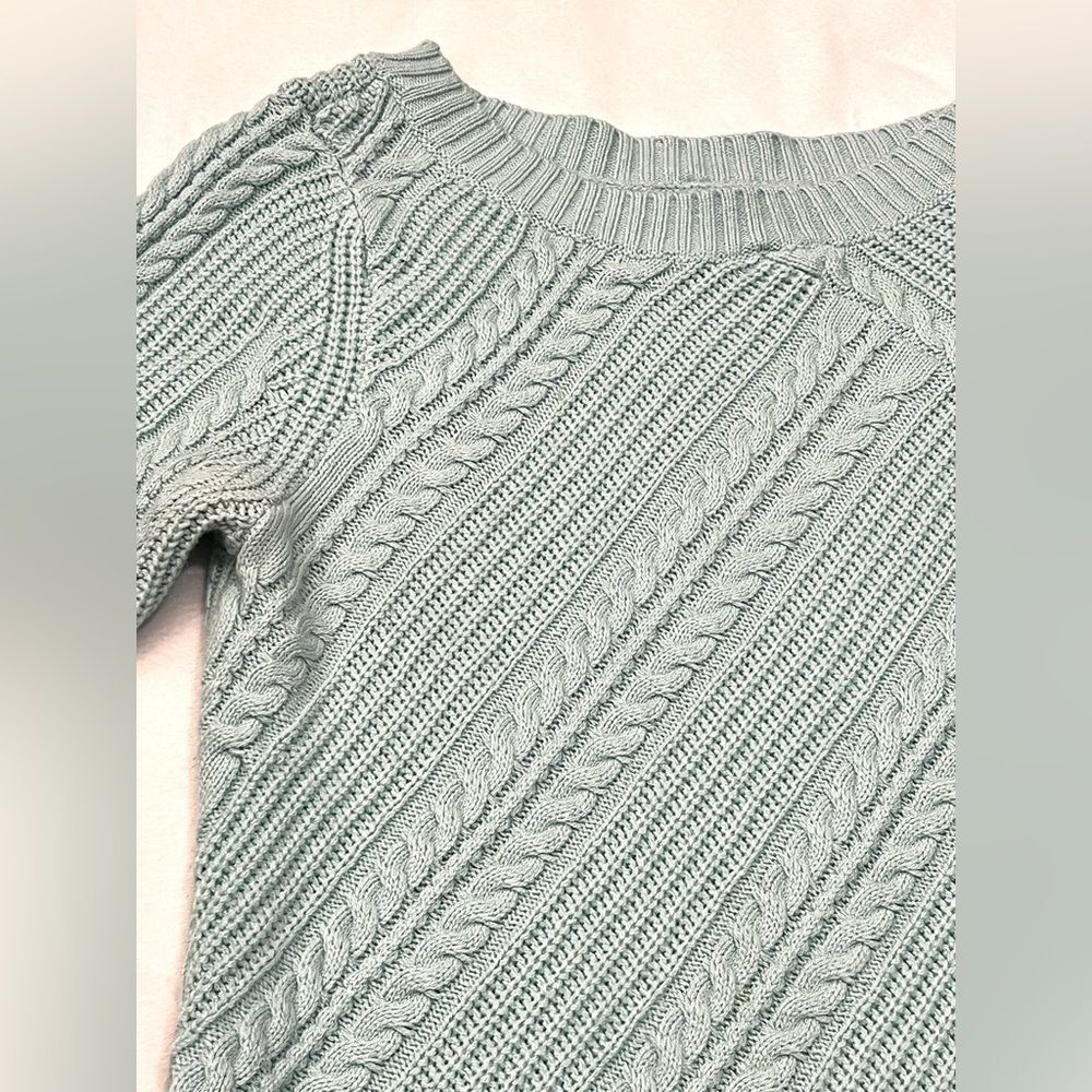 New York & Company Women’s Mint Green Cable Knit 3/4 Sleeve Sweater Medium - Picture 15 of 16